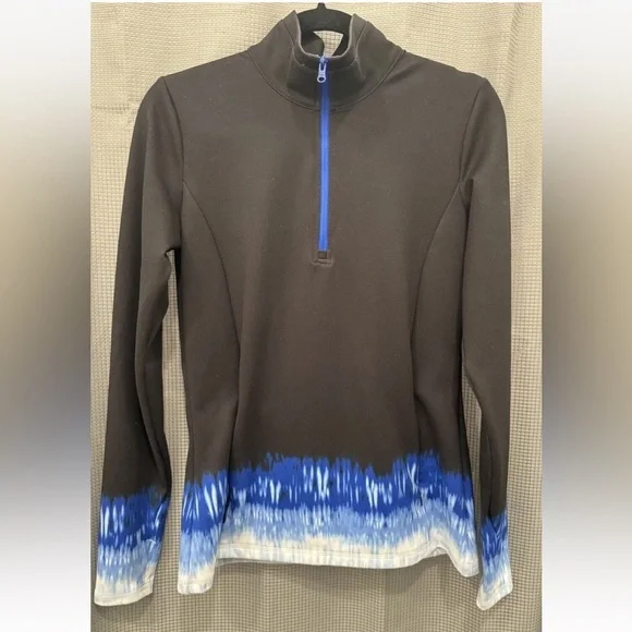 T by Talbots Black Ombre On The Move Performance quarter Zip Pullover XS UPF 50 - Picture 2 of 5